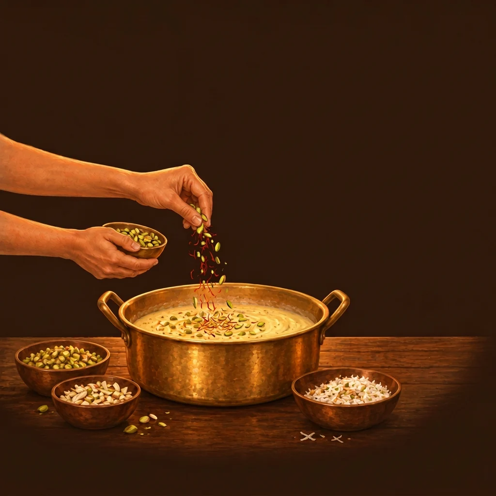 Ingredients added: a close-up of a home cook's hands preparing the bar.