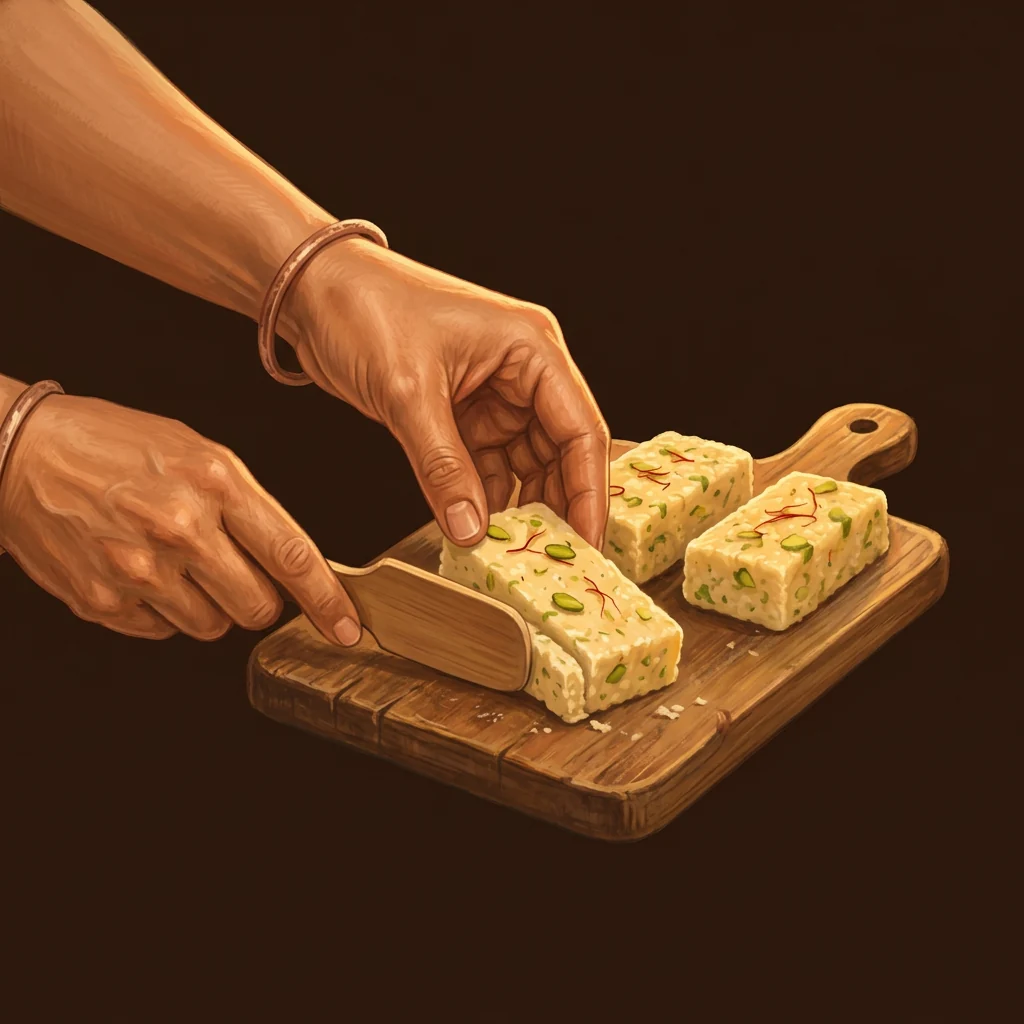 Bars shaped and made: a close-up of a home cook's hands preparing the bar.